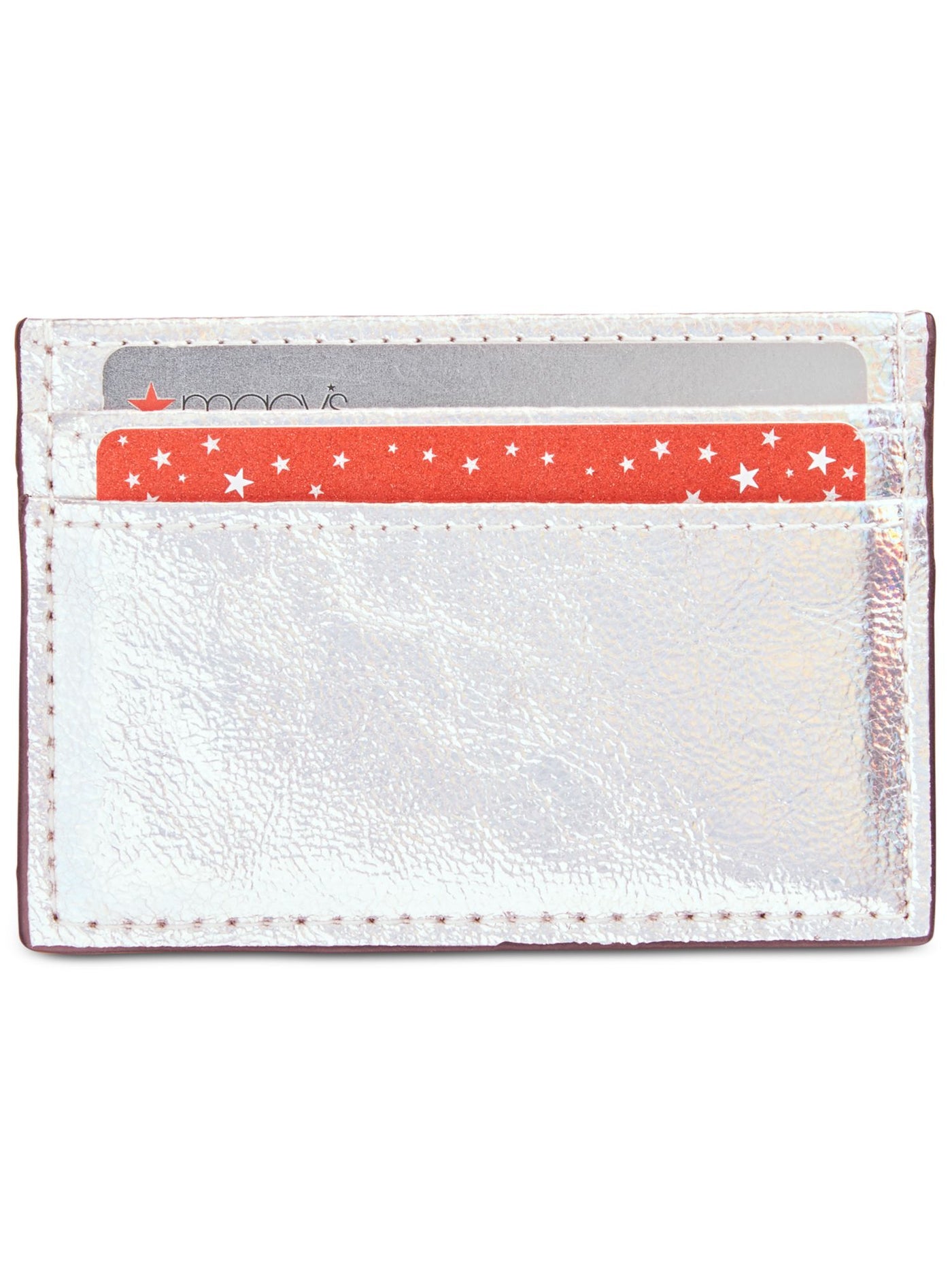 INC Women's Silver Faux Leather Strapless Card Holder