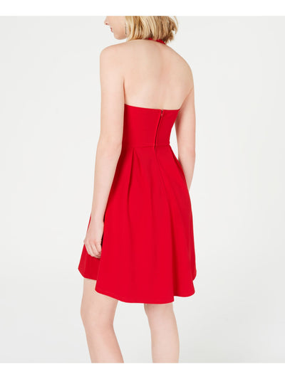 TEEZE ME Womens Sleeveless Halter Mini Hi-Lo Dress