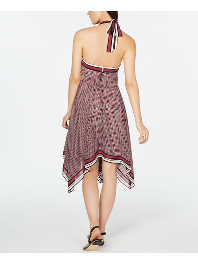 MICHAEL KORS Womens Burgundy Printed Sleeveless V Neck Layered Dress Size: XL