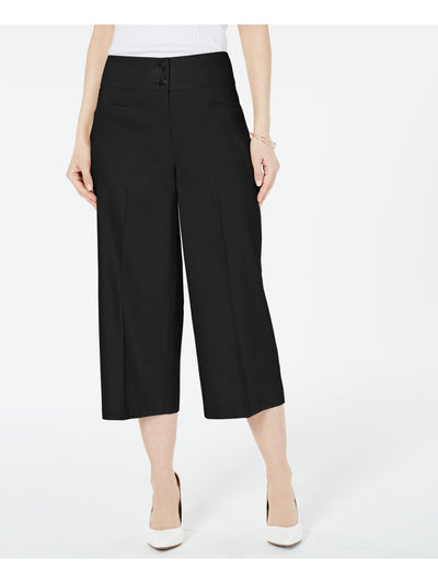 ALFANI Womens Black Cropped Wide Leg Pants 6