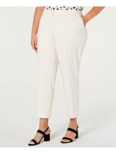 BAR III Womens Ivory Pocketed Straight leg Pants Plus Size: 16W