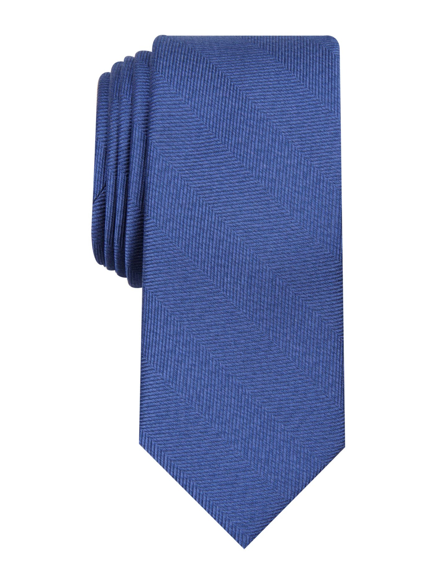 BAR III Mens Blue Herringbone Textured Slim Neck Tie