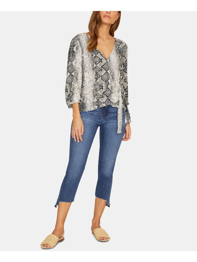 SANCTUARY Womens Button V-neck Raglan Blouse