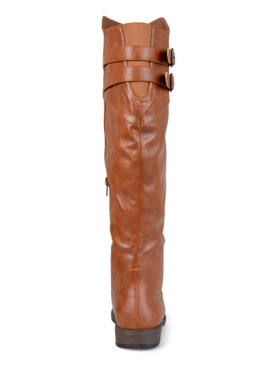 JOURNEE COLLECTION Womens Brown Buckle Accent Comfort Tori Round Toe Block Heel Zip-Up Riding Boot 8 M
