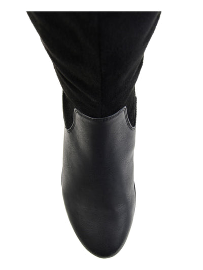 JOURNEE COLLECTION Womens Black Goring Buckle Accent Comfort Frenchy Almond Toe Block Heel Zip-Up Riding Boot 8.5 WC