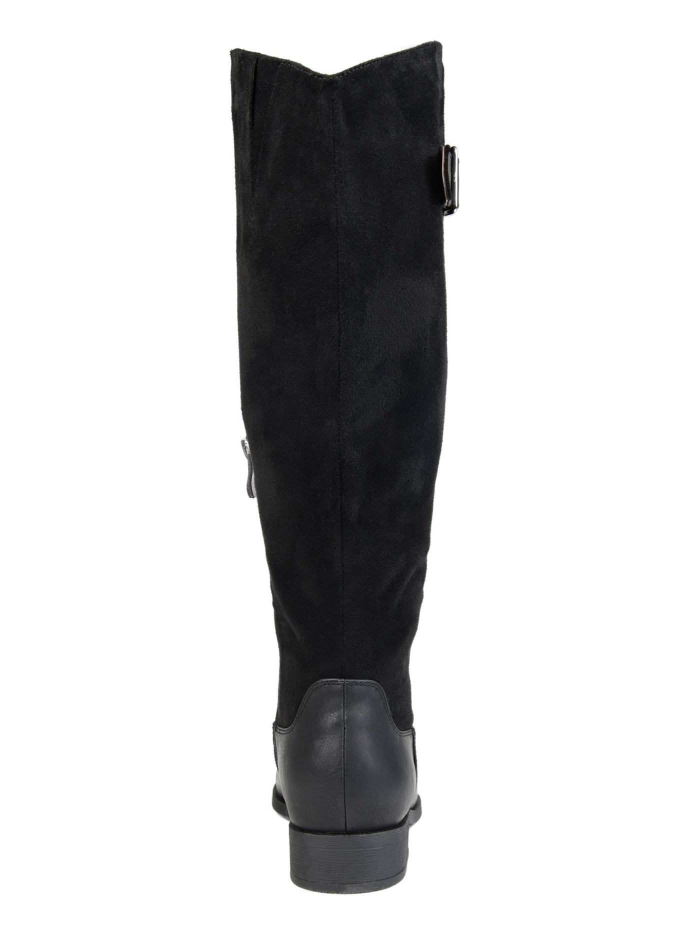 JOURNEE COLLECTION Womens Black Two-Toned Buckle Accent Cushioned Wide Calf Frenchy Almond Toe Zip-Up Western Boot 5.5