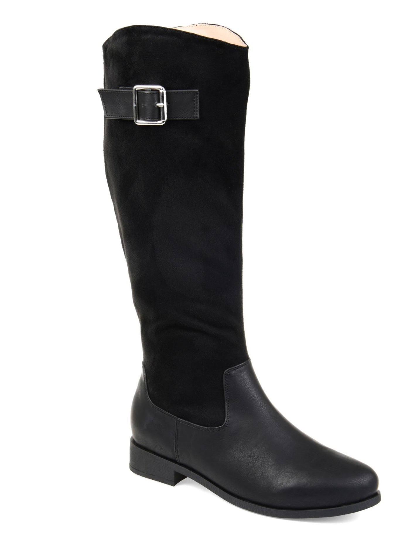 JOURNEE COLLECTION Womens Black Goring Buckle Accent Comfort Frenchy Almond Toe Block Heel Zip-Up Riding Boot 8.5 WC