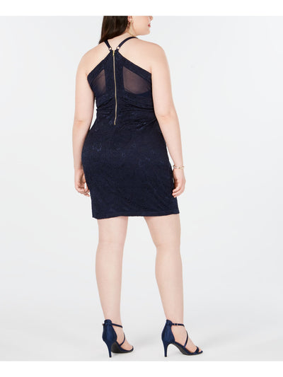 EMERALD SUNDAE Womens Racerback Spaghetti Strap V Neck Above The Knee Cocktail Body Con Dress