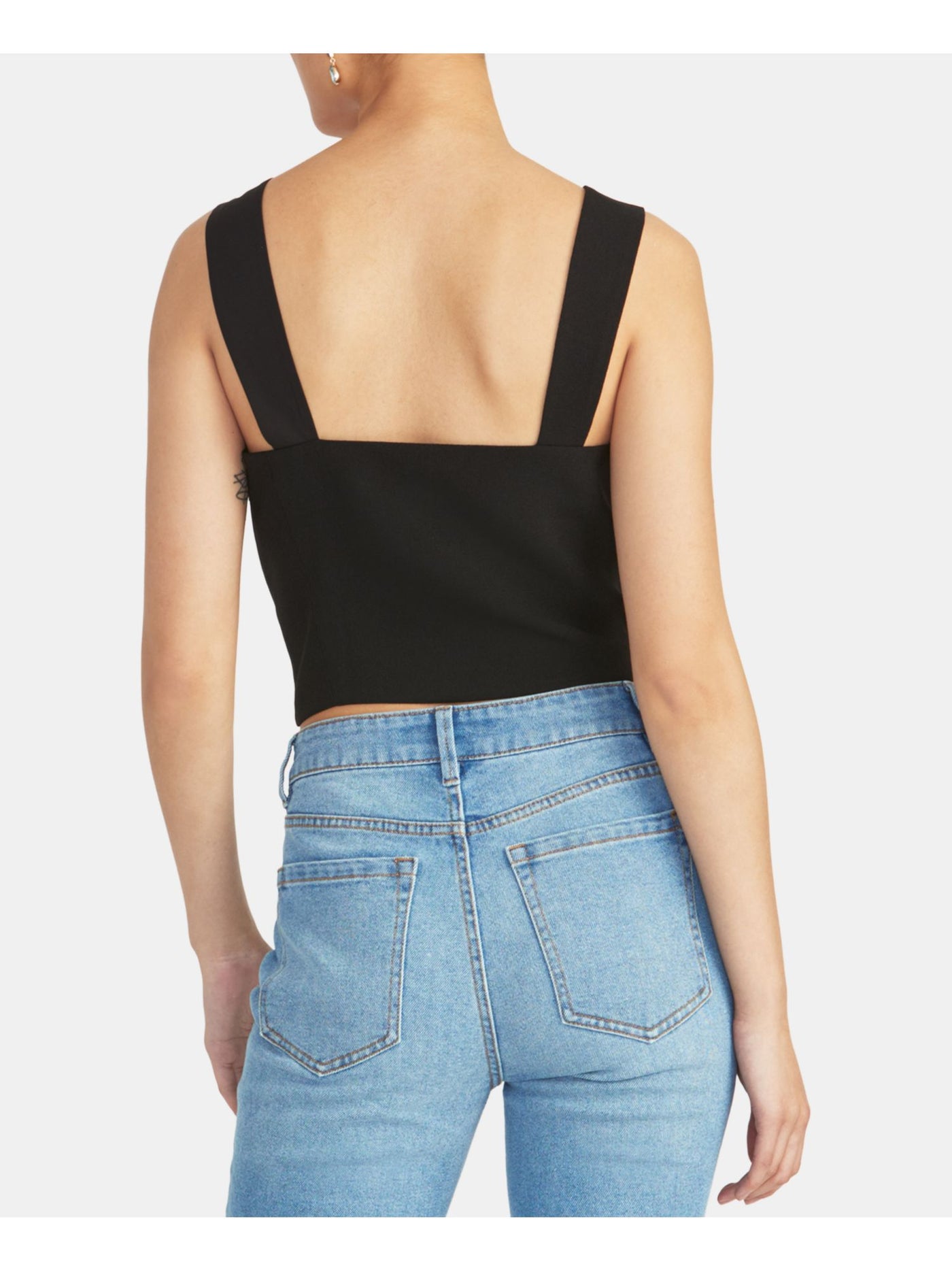 RACHEL ROY Womens Black Sleeveless Square Neck Crop Top M