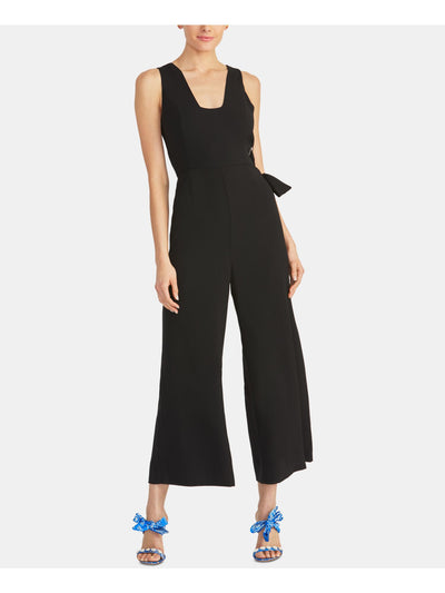 RACHEL ROY Womens Belted Sleeveless V Neck Wide Leg Jumpsuit