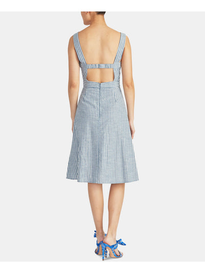 RACHEL ROY Womens Zippered Button Detail Sleeveless Below The Knee Dress