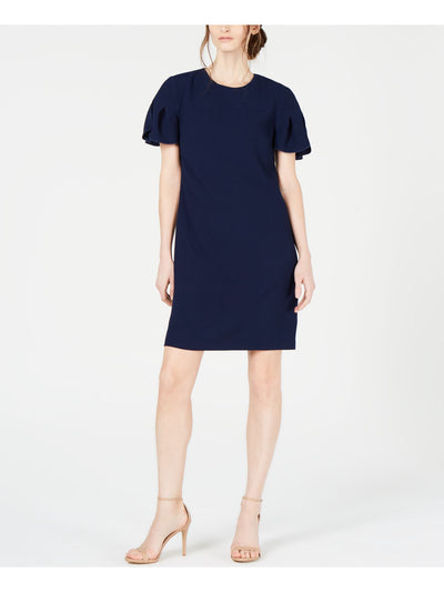 TRINA TURK Womens Navy Crew Neck Above The Knee Party Shift Dress 0