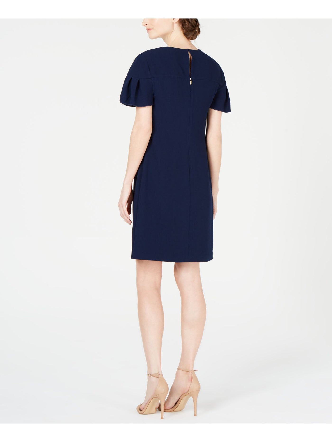 TRINA TURK Womens Navy Crew Neck Above The Knee Party Shift Dress 0