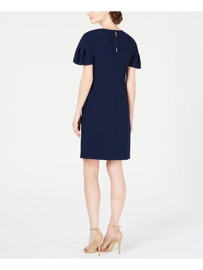 TRINA TURK Womens Navy Crew Neck Above The Knee Party Shift Dress 0