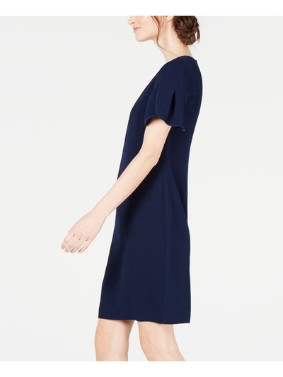 TRINA TURK Womens Navy Crew Neck Above The Knee Party Shift Dress 0
