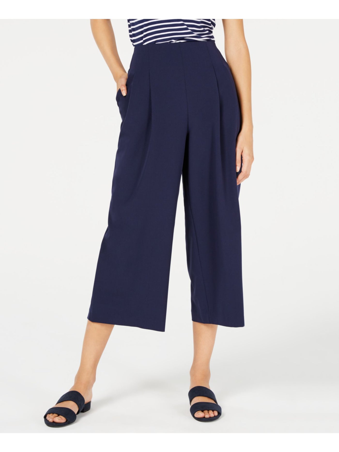 MAISON JULES Womens Pleated Wide Leg Pants