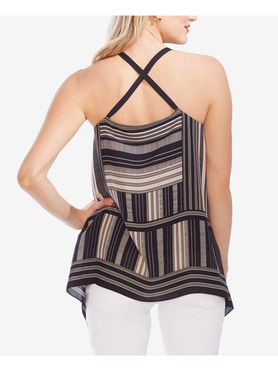 VINCE CAMUTO Womens Black Printed Sleeveless Square Neck Trapeze Top XS