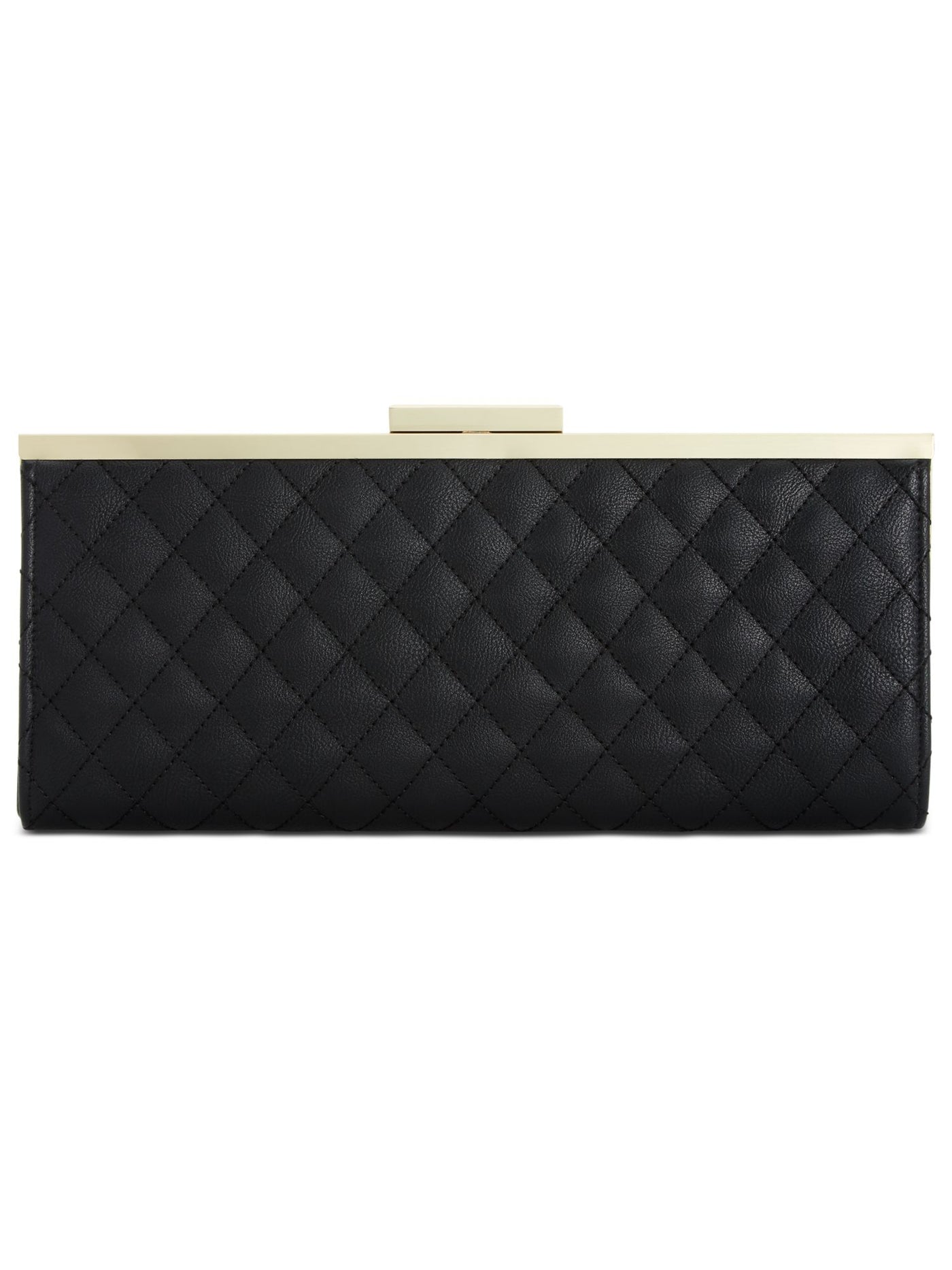 INC Women's Black Faux Leather Geometric Strapless Clutch Handbag Purse