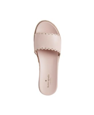 KATE SPADE NEW YORK Womens Pink 1/2 Platform Studded Scalloped Zeena Round Toe Wedge Slip On Leather Espadrille Shoes M