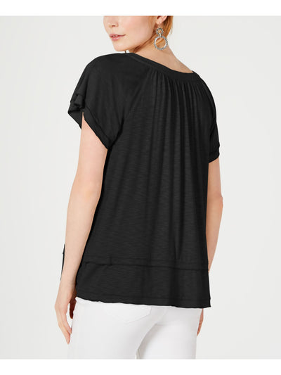 STYLE & COMPANY Womens Black Scoop Neck Top S