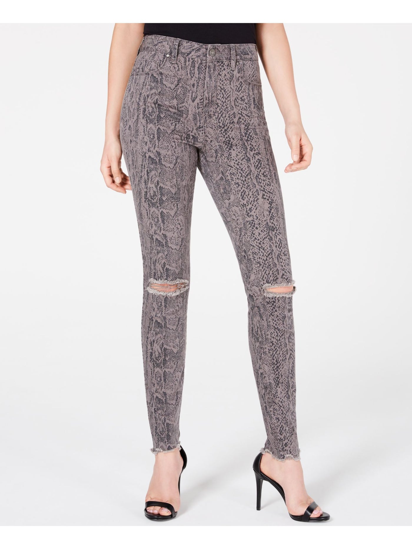 REWASH Womens Gray Animal Print Skinny Pants Size: 3 R