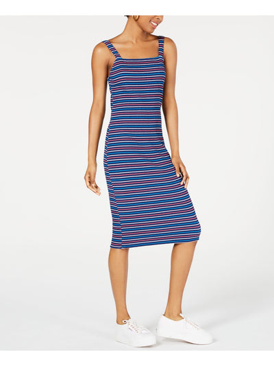 ULTRA FLIRT Womens Navy Spaghetti Strap Midi Body Con Dress S