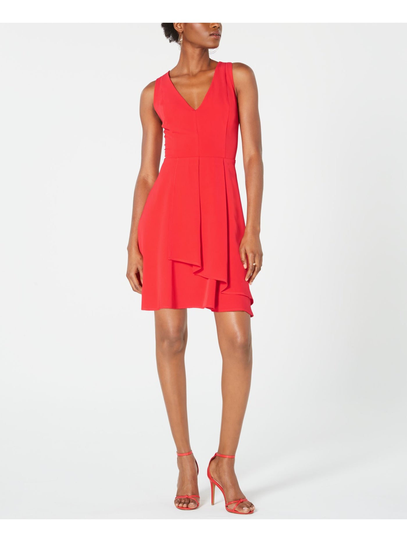 19 COOPER Womens Sleeveless V Neck Mini Fit + Flare Dress