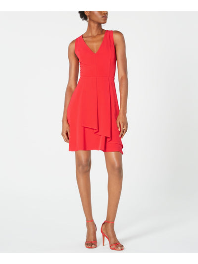 19 COOPER Womens Sleeveless V Neck Mini Fit + Flare Dress
