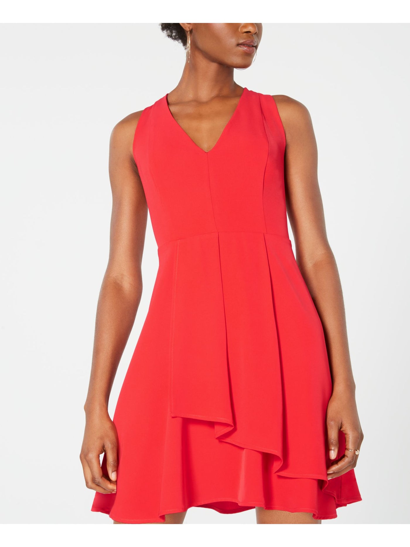 19 COOPER Womens Sleeveless V Neck Mini Fit + Flare Dress
