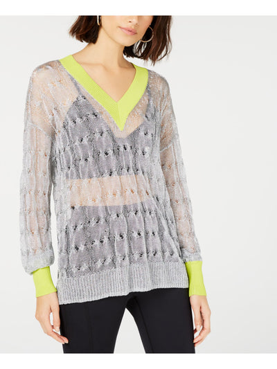 BAR III Womens Gray Long Sleeve V Neck Top Size: XS