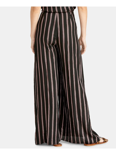 RACHEL ROY Womens Black Belted Striped Wide Leg Pants 4