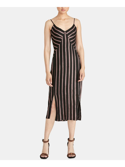 RACHEL ROY Womens Spaghetti Strap V Neck Midi Evening Shift Dress