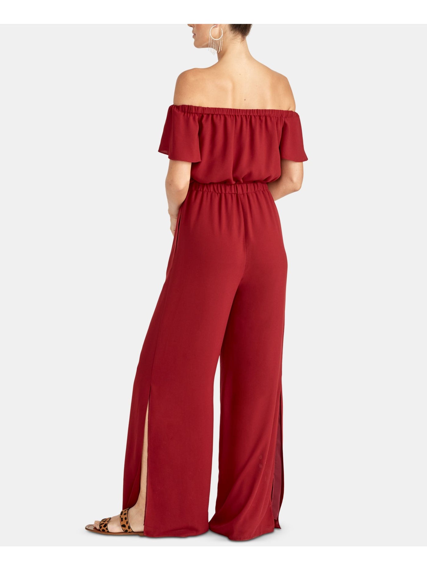 RACHEL ROY Womens Short Sleeve Off Shoulder Evening Wide Leg Jumpsuit