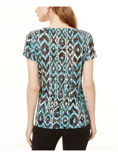 INC Womens Short Sleeve Lace Up Front V Neck T-Shirt