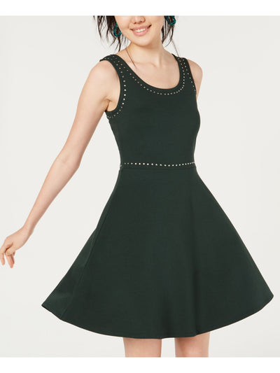 Rosie Harlow Womens Green Beaded, Sleeveless Scoop Neck Above The Knee Fit + Flare Dress XS