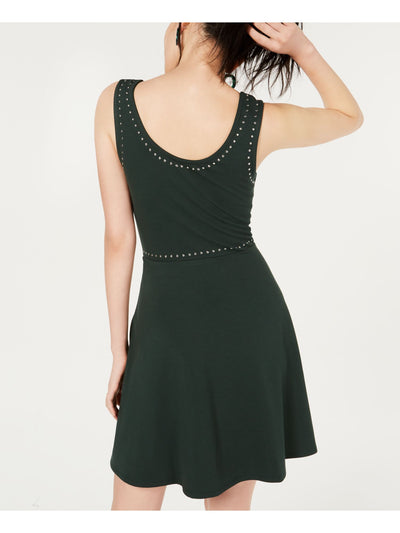 Rosie Harlow Womens Green Beaded, Sleeveless Scoop Neck Above The Knee Fit + Flare Dress XXS