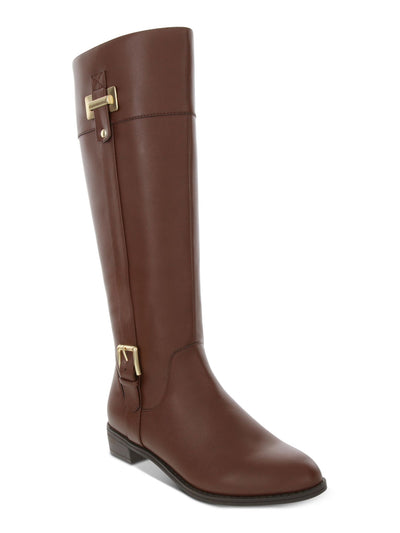 KAREN SCOTT Womens Brown Studded Hardware Cushioned Buckle Accent Deliee2 Round Toe Block Heel Zip-Up Riding Boot 12 M