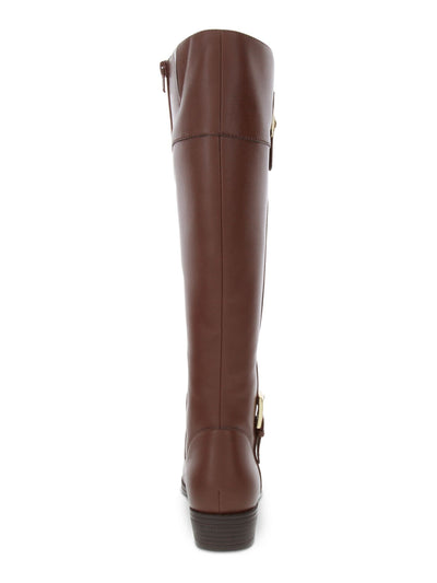 KAREN SCOTT Womens Brown Two-Toned Buckle Accent Cushioned Stacked Heel Zip-Up Riding Boot 5 M