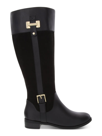 KAREN SCOTT Womens Black Studded Hardware Cushioned Buckle Accent Deliee2 Round Toe Block Heel Zip-Up Riding Boot M