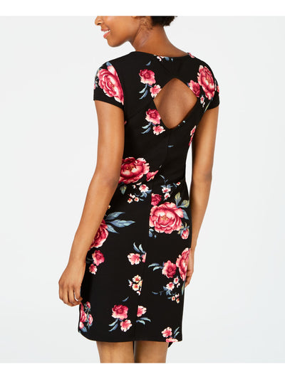 CRAVE FAME Womens Black Cap Sleeve Tea-Length Body Con Dress XXS
