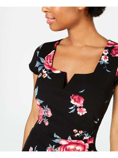 CRAVE FAME Womens Black Cap Sleeve Tea-Length Body Con Dress XXS