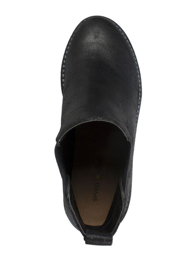 SEVEN DIALS Womens Black Cushioned Stretch Maggie Round Toe Block Heel Slip On Booties 5 M