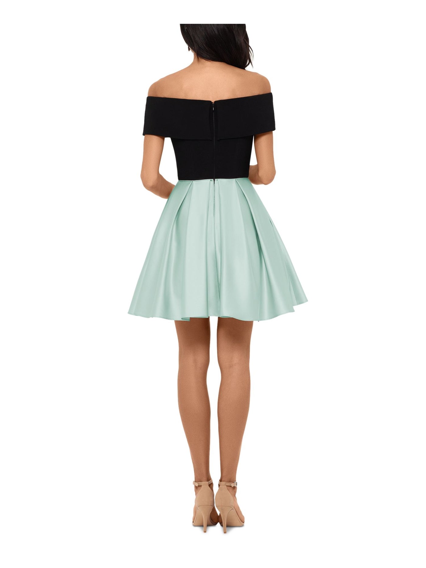 BETSY & ADAM Womens Light Blue Sleeveless Off Shoulder Short Party Trapeze Dress 10