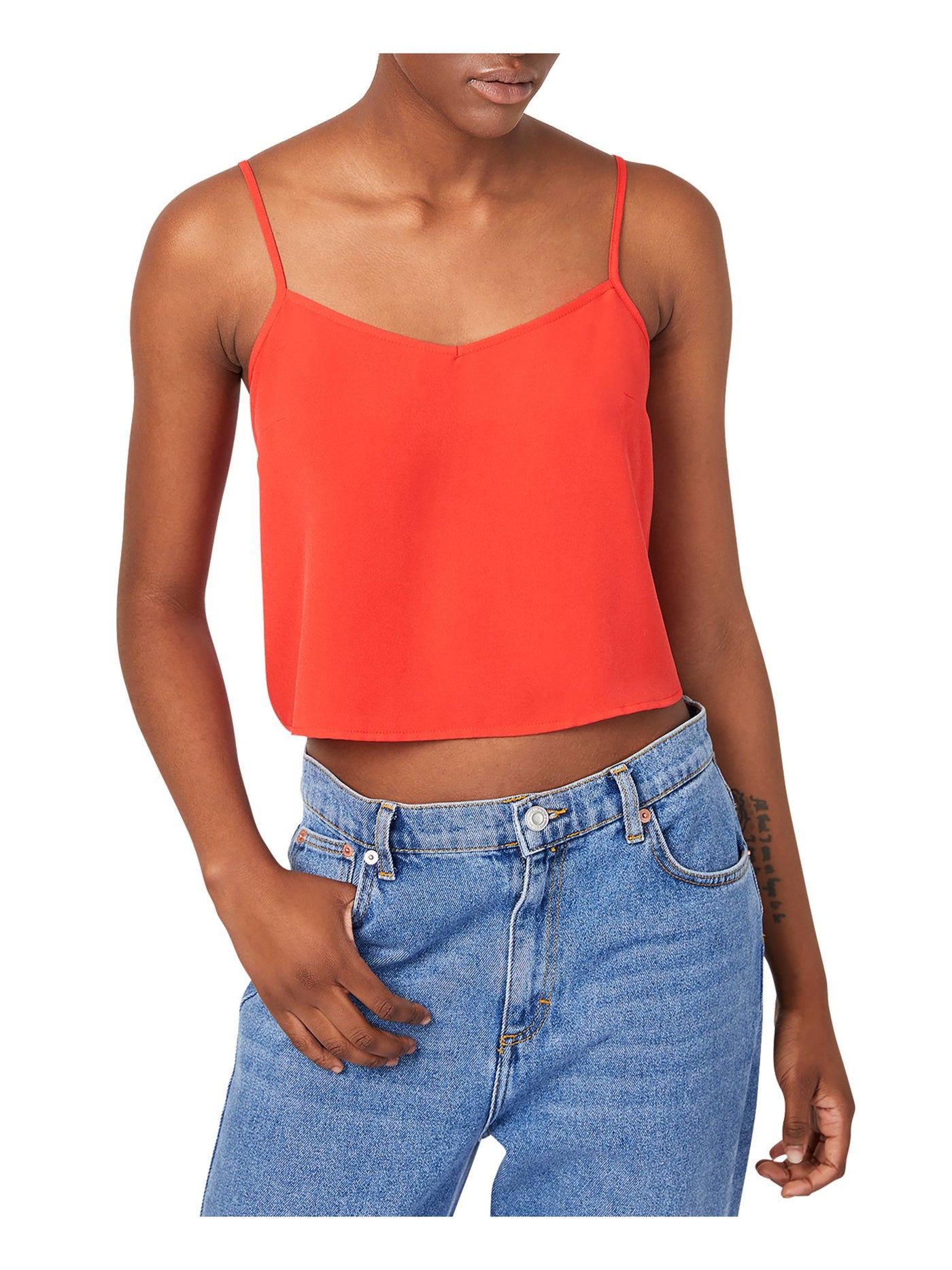 FRENCH CONNECTION Womens Spaghetti Strap V Neck Crop Top