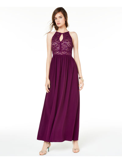 MORGAN & CO Womens Purple Sequined Printed Halter Maxi Formal Mermaid Dress 9