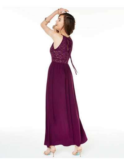 MORGAN & CO Womens Purple Sequined Printed Halter Maxi Formal Mermaid Dress 9