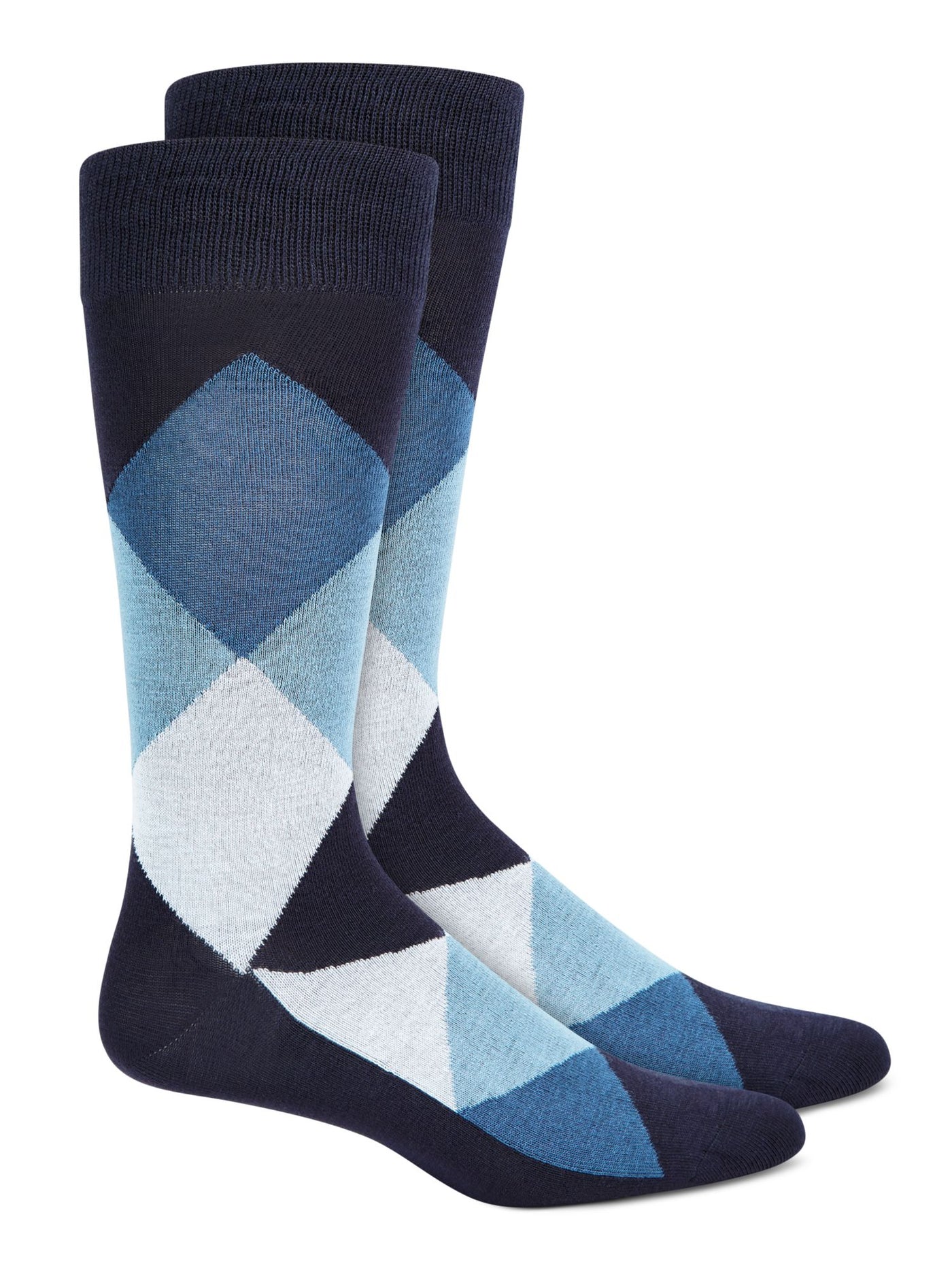 ALFANI Navy Blue Navy Argyle Dress Crew Socks 7-12