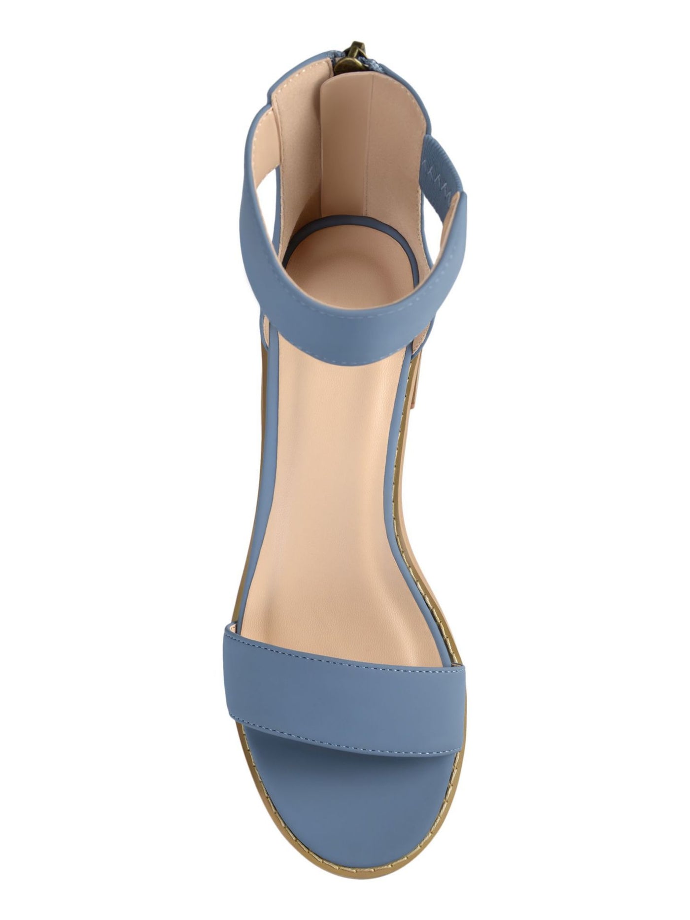 JOURNEE COLLECTION Womens Blue 1/2" Platform Ankle Strap Tasseled Percy Almond Toe Block Heel Zip-Up Sandals Shoes 6