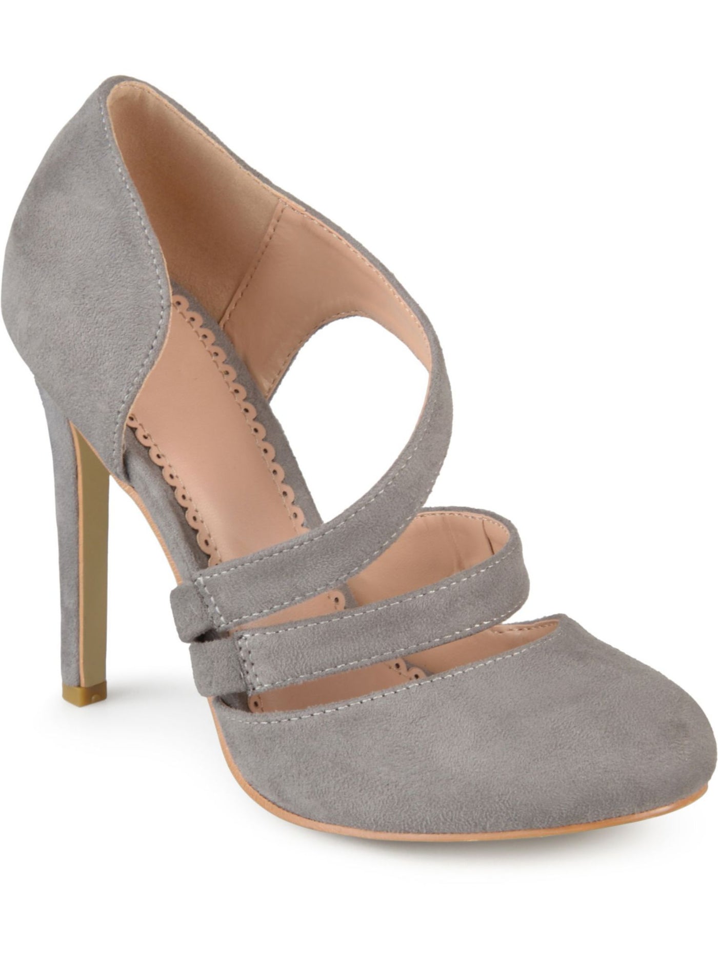 JOURNEE COLLECTION Womens Gray Padded Goring Zeera Round Toe Stiletto Slip On Dress Pumps 8