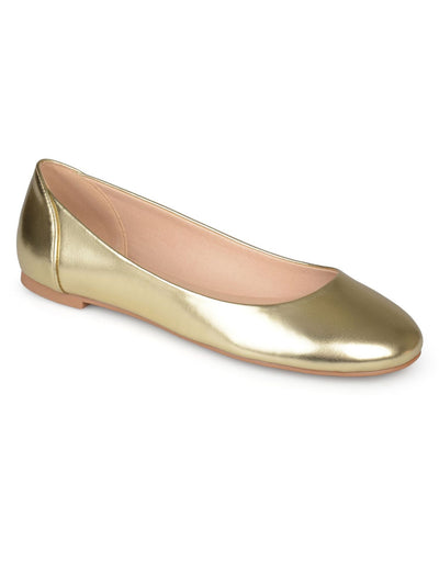 JOURNEE COLLECTION Womens Gold Cushioned Kavn Round Toe Slip On Dress Ballet Flats 10 N